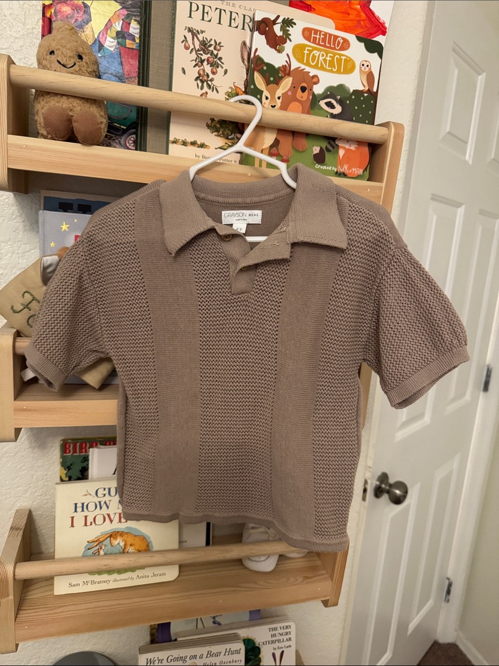 Children's Collared Knit Polo in Taupe by Grayson